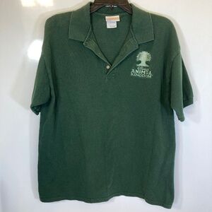 Disney Animal Kingdom Polo Shirt Sz L Dark Green Embroidered Logo